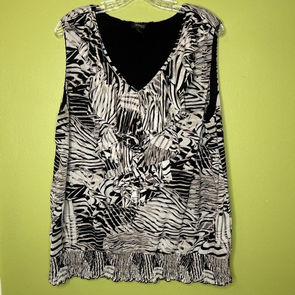 Style & Co. Tops - Style & Co. Black and White Ruffled Blouse